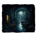 A Dark and Eerie Tunnel with a Glimmer of Light at the End Royalty Free Stock Photo