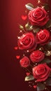 Dark elegance Red roses and hearts on a dark brown background