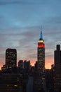 Dark Empire State Building, sunset sky Royalty Free Stock Photo