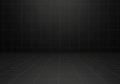 A dark, empty room with a grid pattern on the walls and floor. The grid lines create a sense of Royalty Free Stock Photo