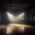 Dark empty room interior with spotlights shining down Royalty Free Stock Photo