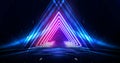 Dark, empty space, empty stage, room with light element, neon light, abstract light. Royalty Free Stock Photo