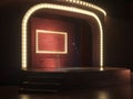 Dark empty stage with microphone. 3d render