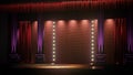 Dark empty stage with spot lights. Comedy, Standup, cabaret, night club stage 3d render Royalty Free Stock Photo