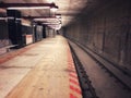 Dark empty subway station - underground train station under construction Royalty Free Stock Photo