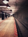 Dark empty subway station - underground train station under construction Royalty Free Stock Photo