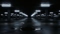 Dark Empty Underground Parking Garage Interior, Generative AI Royalty Free Stock Photo