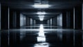 Dark empty underground parking garage interior, Generative AI Royalty Free Stock Photo