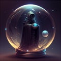 dark evil woman in crystal ball dark image generative AI