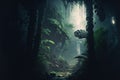Dark excotic tropical jungle illustration Royalty Free Stock Photo