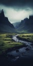 Dark And Exotic Iceland Valleys Landscape Photo Wallpaper