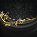 Dark fabric drapes on black ornamental background Royalty Free Stock Photo