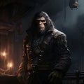 Dark Fantasy Ape Character In A Candlelit Room Royalty Free Stock Photo