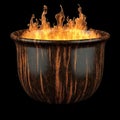 Dark fantasy is the backdrop for a cauldron that bubbles with a magical fiery brew Royalty Free Stock Photo