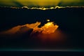 Dark fireball sunset over the atlantic ocean Royalty Free Stock Photo