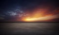Dark Floor Black Asphalt Dramatic Sky Horizon Epic Sunset Clouds Landscape Royalty Free Stock Photo