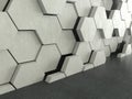 Dark floor with hexagons concrete pattern background