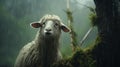 Emotional Portraiture Of A Sheep On A Rainy Day