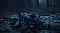 Dark Forest With Blue Rose: Gothic, Moody, 8k Resolution