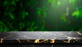 Dark Forest Green Background with Polished Dark Marble Table for Studio Backdrop Royalty Free Stock Photo