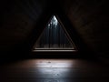 dark forest view through triangular window Royalty Free Stock Photo