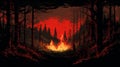 Hyper-detailed Illustration Of A Fiery Black Forest