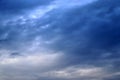 Dark forming clouds with blue sky elements right before a thunderstorm Royalty Free Stock Photo