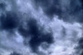 Dark forming clouds with blue sky elements right before a thunderstorm Royalty Free Stock Photo