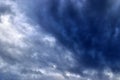 Dark forming clouds with blue sky elements right before a thunderstorm Royalty Free Stock Photo