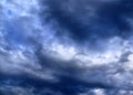 Dark forming clouds with blue sky elements right before a thunderstorm Royalty Free Stock Photo