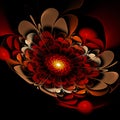 Dark fractal flower, digital artwork for creative graphic design. Royalty Free Stock Photo