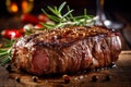 raw meat pork grill beef fried red food steak background dark. Generative AI.