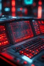 Dark Futuristic Control Panel with Glowing Red Buttons, Sci-Fi Tech, Portrait Images Generative AI Royalty Free Stock Photo