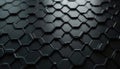 Dark futuristic 3D hexagonal grid pattern with subtle lighting creating depth. Geometric shapes form a honeycomb structure, Royalty Free Stock Photo