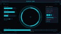 Futuristic digital interface screen displaying mission timer, system status, and target parameters Royalty Free Stock Photo