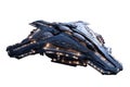 dark futuristic interstelar spaceship. Futuristic sci-fi space shuttle. space craft. Transparent PNG file.