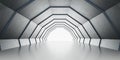Dark Futuristic Modern Garage Showroom Tunnel Corridor. Entrance 3D Illustration Royalty Free Stock Photo
