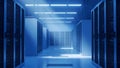 Server Room Data Center Rows Blue Lighting Technology Network Infrastructure Royalty Free Stock Photo