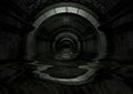 Dark Futuristic Tunnel filled with liquid