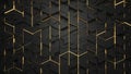 Dark Geometric Background with Golden Glowing Lines Royalty Free Stock Photo