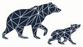 Dark Geometric Bear and Cub Stylized Art, vector design Generative AI Royalty Free Stock Photo