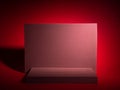 Dark geometric podium mockup template on dark bold red background