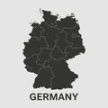 Germany Map Silhouette With Internal State Borders For Geography Royalty Free Stock Photo
