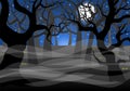 Dark ghostly forest and full moon Royalty Free Stock Photo