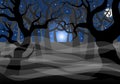 Dark ghostly forest and full moon Royalty Free Stock Photo