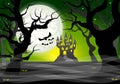 Dark ghostly forest and full moon Royalty Free Stock Photo