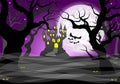 Dark ghostly forest and full moon Royalty Free Stock Photo