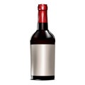 Dark glass red wine bottle with blank label isolated on white background, mockup. Realistic vector illustration Royalty Free Stock Photo