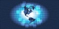 Dark Global Technology, Networking and Cloud Computing Design Concept with Map of America and Grid Pattern