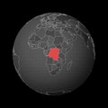 Dark globe centered to DR Congo.